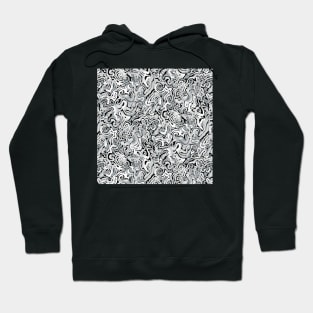 Black and White Seahorse Spirals Hoodie